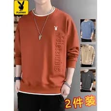 Playboy camiseta de manga comprida masculina primavera outono 2025 novo estilo moletom solto outono inverno camisa de fu