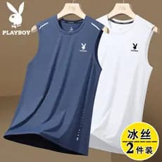 Playboy colete de seda gelo camiseta masculina verão fino de secagem rápida esportes colete topo Casual sem mangas camis