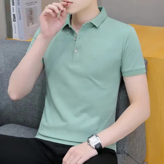 Verão gola de chumbo camiseta masculina de manga curta camisa polo lapela cor sólida Paul meia manga negócios Casual juv