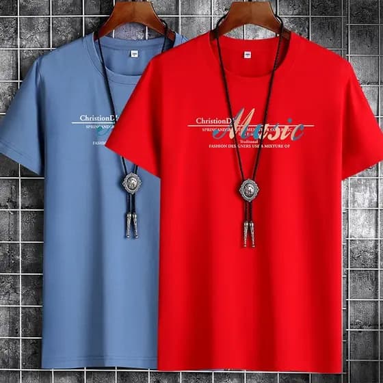 Verão novo estilo de manga curta camiseta masculina puro algodão em torno do pescoço solto na moda ins música meia manga