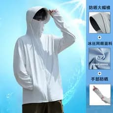 Protetor solar de seda gelo roupas masculinas 2025 novo estilo verão leve jaqueta com capuz malha respirável Anti-ultrav