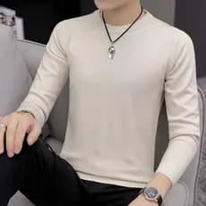 K malhas masculinas de manga comprida camiseta fina de lã outono roupas podem usar exterior outono inverno em torno do p