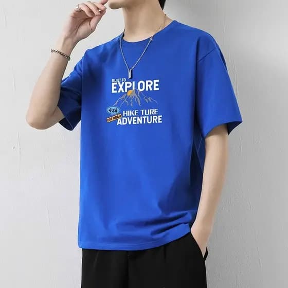 2025 camiseta de manga curta masculina verão algodão puro solto tamanho grande algodão impresso juventude júnior estudan