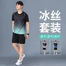Terno esportivo Casual de seda gelo masculino verão de secagem rápida Shorts de manga curta Fitness Badminton camisa tre