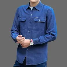 Primavera outono Denim camisa masculina de algodão puro camisa de manga comprida solta protetor solar jaqueta workwear t
