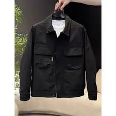 Primavera outono novo estilo na moda lapela jaqueta masculina simples moda All-Match solto ferramentas grande bolso Casu