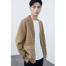 Homens de malha Cardigan jaqueta primavera outono versão coreana Casual High-End All-Match com decote em V jaqueta Commu