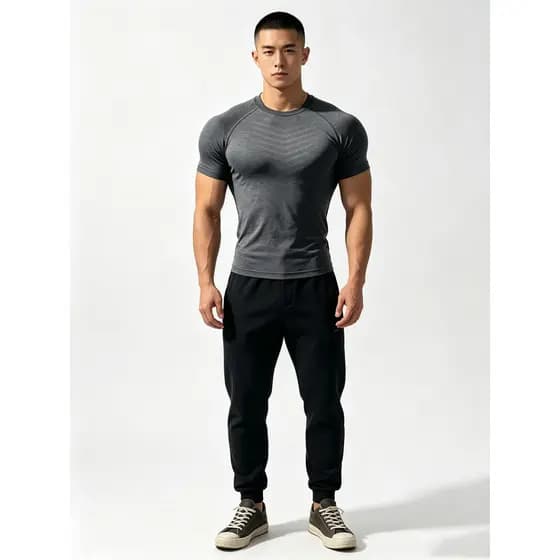 Americano sem costura Jacquard esportes manguito tubarão padrão de manga curta treinamento de secagem rápida Fitness est