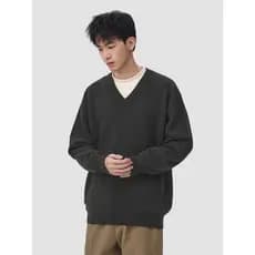 Americano Retro com decote em V preguiçoso blusão Casual camisa de fundo outono inverno solto topo malhas camisola mascu