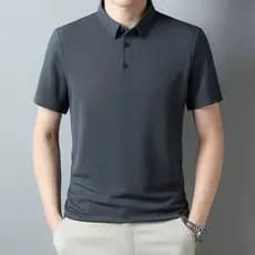 Camisa POLO masculina de manga curta de seda gelo com lapela, camisa POLO de verão de secagem rápida, respirável, Jacqua