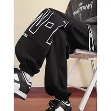 Calças masculinas primavera na moda estudante Sweatpants tamanho grande calças casuais soltas calças esportivas rua Wear