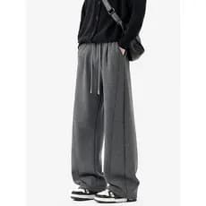 Americano cor sólida costura Sweatpants masculino 2026 primavera cleanfit esportes Machete calças Retro Drape calças cas
