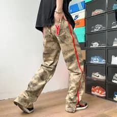 Calças estilo vibe americano orgasmo rua na moda ins camuflagem macacão masculino em linha reta solta nacional na moda p
