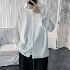 Camisa muito fada masculina rufião bonito primavera camisa de manga comprida versão coreana solta estudante ins na moda