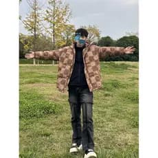 Bens domésticos Metes inverno solto com capuz jaqueta masculina na moda impresso pão jaqueta juventude quente à prova de