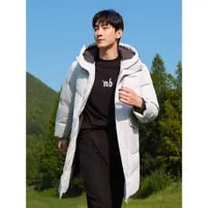 Tecido de três prova Metes extremamente frio jaqueta masculina inverno simples clássico com capuz de comprimento médio t