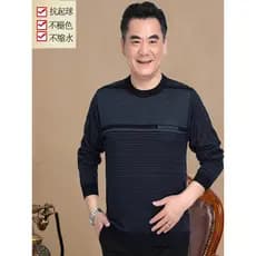 Primavera outono pai usar camiseta de manga comprida masculina de meia-idade roupas de outono de meia-idade idosos camis
