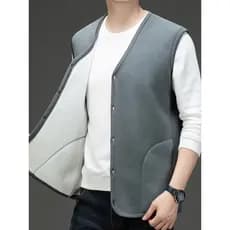 2024 primavera outono inverno novo estilo Polar velo colete masculino Casual All-match com decote em V Cardigan colete q