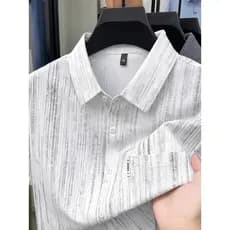 Moda na moda camisa masculina de manga comprida primavera outono High-End algodão listra Vertical topo bonito luz estilo