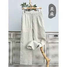 Calças de linho masculinas Drape reta solta perna larga calças casuais masculinas calças de verão estilo chinês calças d