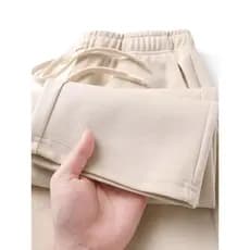 Primavera pesada bege sarja calças de perna reta Drape High-End Sweatpants masculino solto All-Match esportes