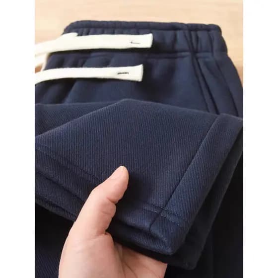 Um inverno!480G calças pesadas de perna reta moletom feminino forro de lã engrossado quente All-Match Casual Trous