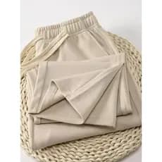 Primavera outono novo estilo All-Match bege Drape calças retas masculinas pesadas 320g sarja calças casuais Sweatpants c