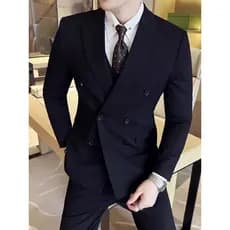 Primavera outono estilo britânico preto duplo Breasted terno masculino terno de negócios Casual vestido de casamento fin