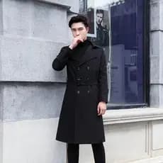 Primavera novo estilo masculino juventude longo sobre o joelho blusão versão coreana na moda britânico de comprimento mé
