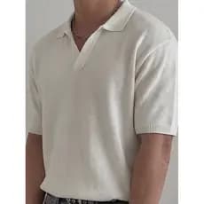 Camisa polo masculina de malha com fio central americano, gola gaivota, Slim fit, manga curta, manga justa, camisa polo