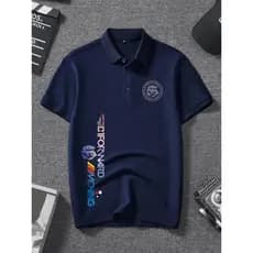 Galo High-End camisa polo masculina impressa de manga curta camiseta lapela 2025 verão novo estilo fino-ajuste Casual ma