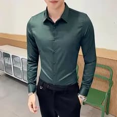 Camisa de outono masculina de manga comprida versão coreana Slim-Fit 2024 novo estilo camisa masculina não-ferro high-en