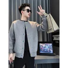 K malha Cardigan camisola jaqueta masculina outono inverno na moda Casual jaqueta masculina vestido High-End sentimento
