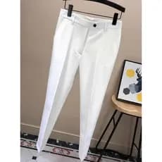 Calças pequenas de ajuste fino masculino primavera verão 2024 fino negócios em linha reta solta Drape Casual tornozelo c