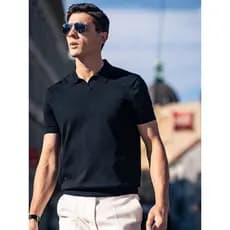 Camisa polo masculina de lapela madura leve, camisa polo de malha de alta qualidade de manga curta, moda Casual, gola ga