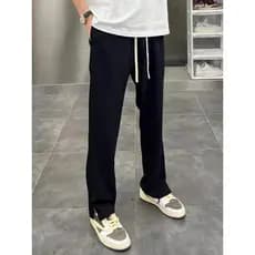 2024 novo estilo Split calças casuais primavera verão preto Drape calças meninos solto All-Match Street Wear calças reta
