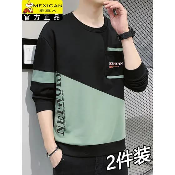 Espantalho primavera outono novo estilo masculino em torno do pescoço moletom masculino na moda Casual de manga comprida