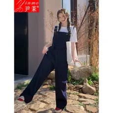 Macacão jeans feminino verão 2026 novo estilo único Super quente estilo ocidental redução de idade solto calças de perna