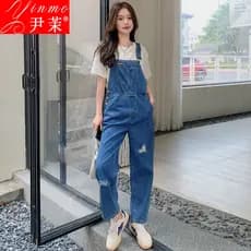 Salgado doce Denim macacão feminino verão fino pequeno solto influenciador frito rua idade-reduzindo macacão Casual na m