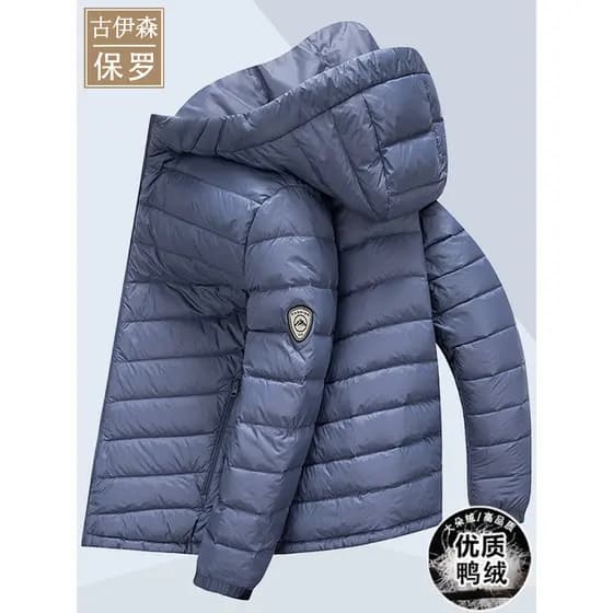 Paul com capuz costelas de porco textura leve jaqueta masculina curta negócios pato para baixo jaqueta acolchoada norte
