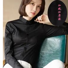Forro de lã de inverno feminino engrossado cinza preto azul branco estiramento fino ajuste não-ferro profissional camisa