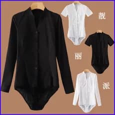 Gola alta em forma de V manga comprida preta Slim Fit antirrugas Stretch profissão