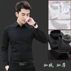 Forro de lã espessamento outono inverno novo estilo masculino Anti-rugas manga comprida macacão camisa