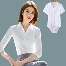 Camisa feminina de uma peça, manga comprida, decote em V, Slim Fit, roupa profissional, camisa feminina de uma peça, ser