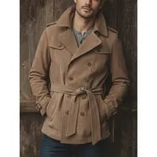 Cross-Border europeu americano outono inverno novo estilo de comprimento médio lapela terno amarrado Retro Casual cor só