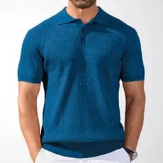 top Masculino De Manga Curta Primavera E Verão Suéter Pele Dura Han Pulôver Casual Camisa POLO Masculina