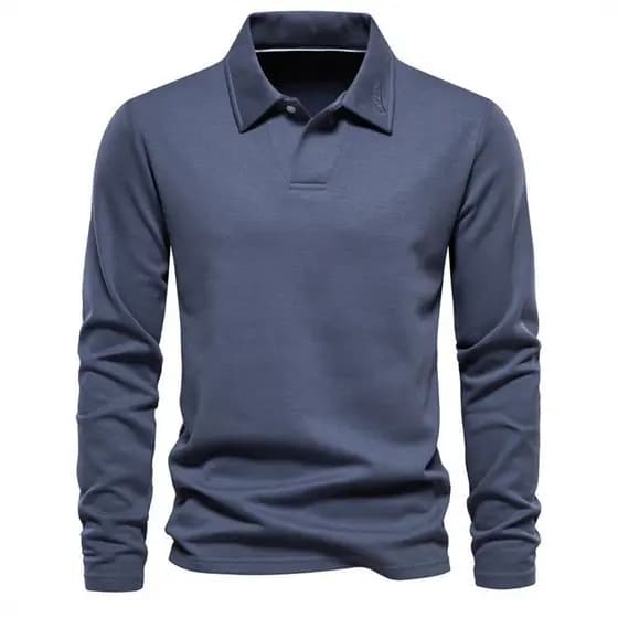 Primavera outono novos homens lavados azul verde manga longa colarinho Casual cor sólida topo na moda lapela All-Match p