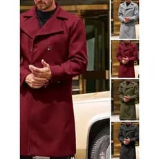 Sobretudo masculino Sobretudo masculino; Europeu americano outono inverno jaqueta trespassado casaco de lã masculino gro