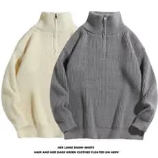 Outono inverno meio zíper Cardigan camisola estilo masculino Puffian bonito na moda bonito interior gola alta camisola m
