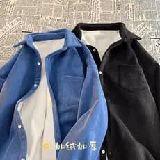 Camisa de veludo de lã de inverno masculina de manga comprida versão coreana High-End estudante jaqueta Casual bonito ca